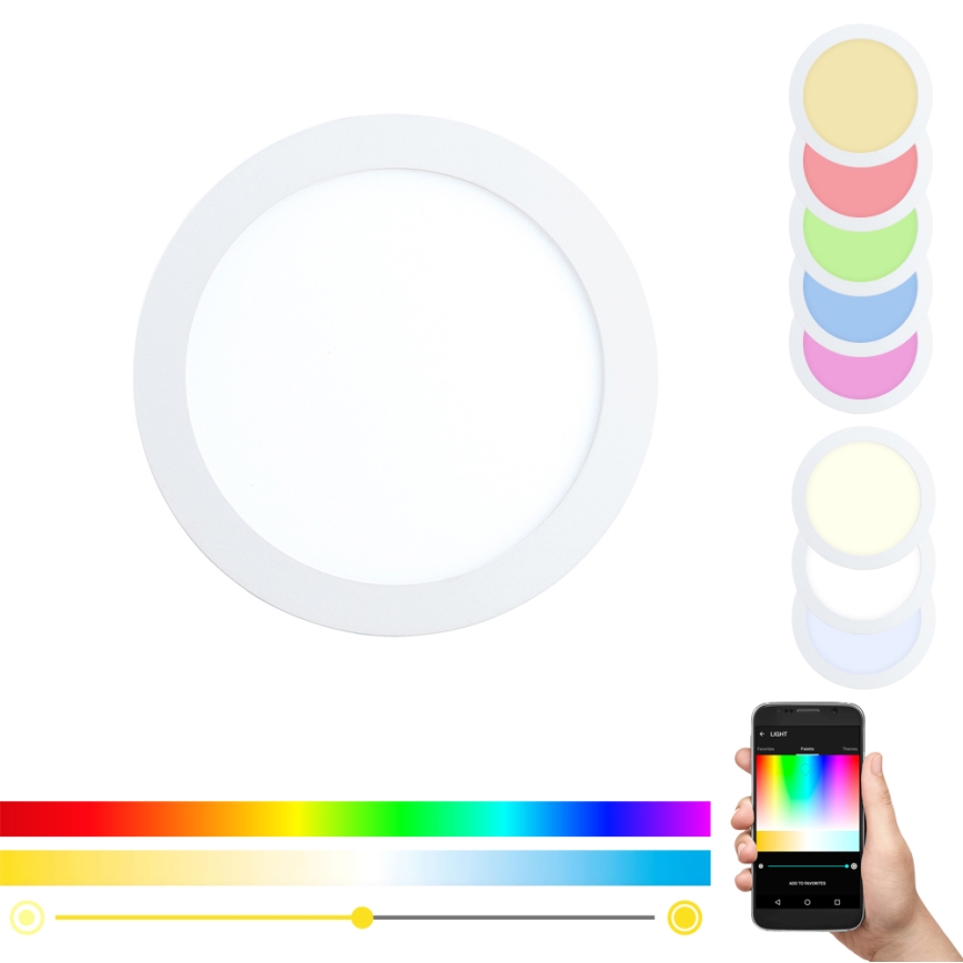 Eglo - LED RGBW zatemnljiva vgradna stropna svetilka FUEVA-C LED/15,6W/230V Ø 22,5 cm