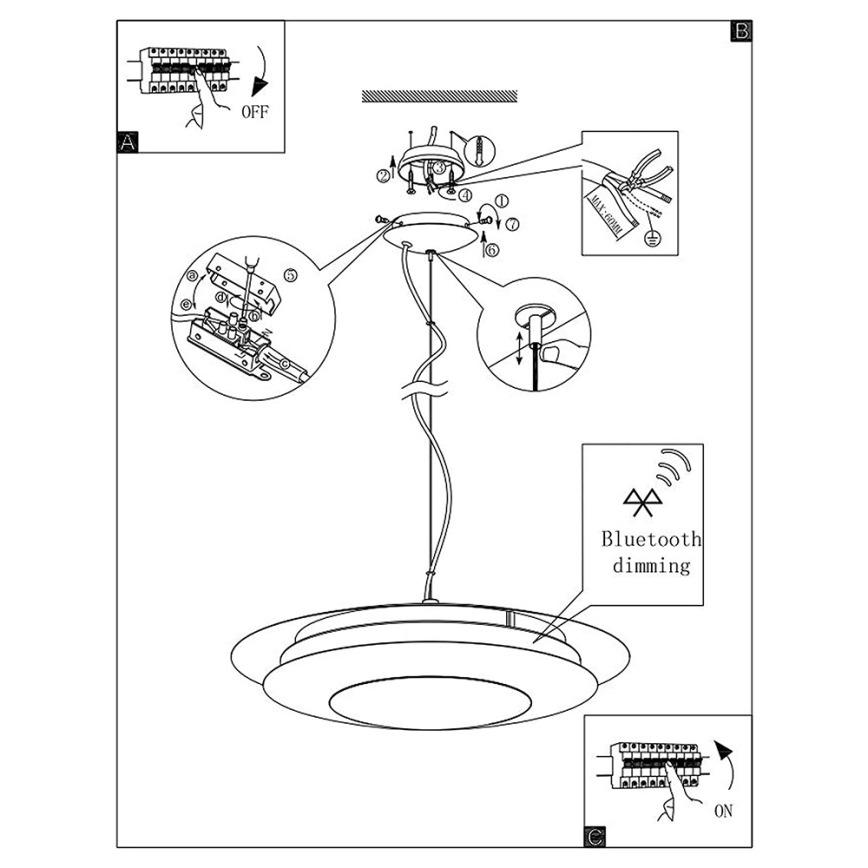 Eglo 96979 - LED RGB viseča stropna svetilka MONEVA-C LED/27W/230V