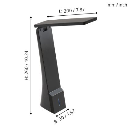 Eglo - LED Zatemnitvena namizna svetilka 1xLED/1,8W/230V črna