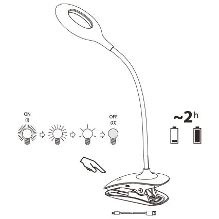 Eglo - LED Zatemnitvena svetilka s sponko 1xLED/3W/230V 500 mAh bela
