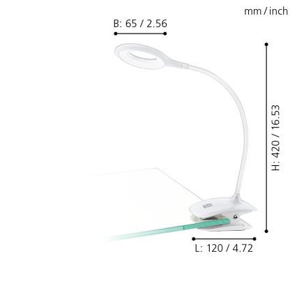 Eglo - LED Zatemnitvena svetilka s sponko 1xLED/3W/230V 500 mAh bela