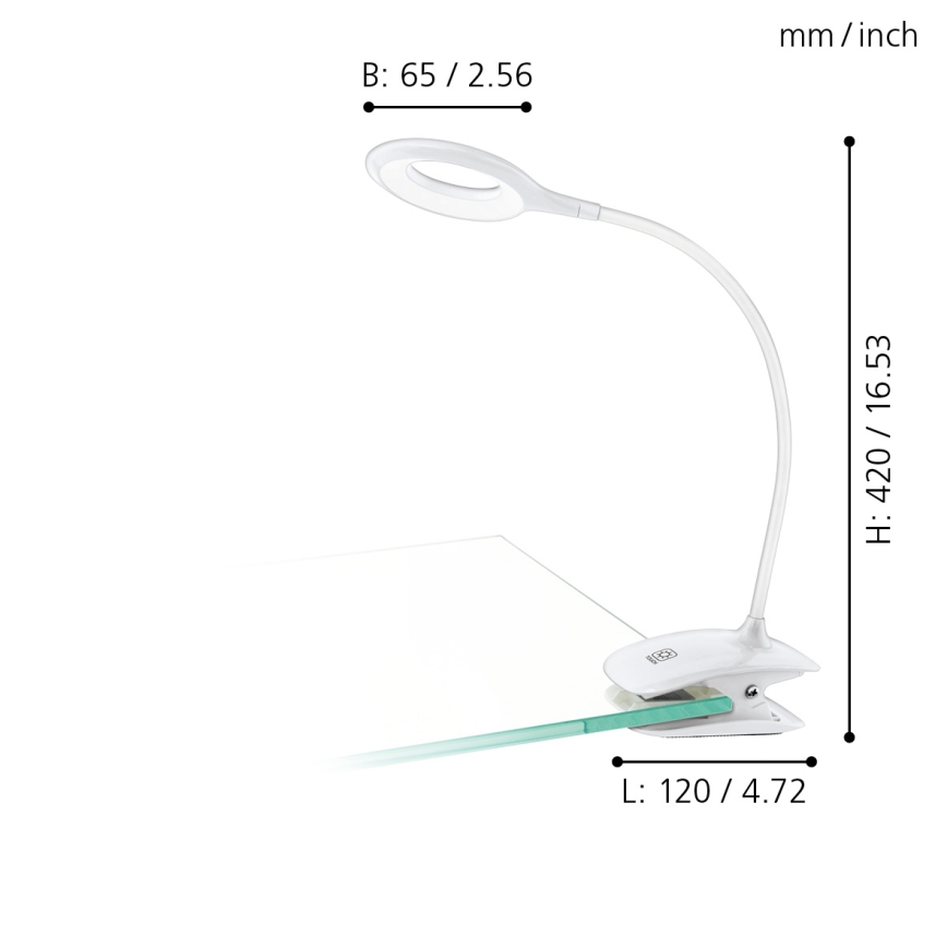 Eglo - LED Zatemnitvena svetilka s sponko 1xLED/3W/230V 500 mAh bela
