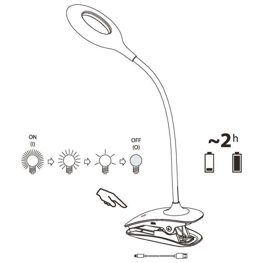 Eglo - zatemnjiva LED svetilka s sponko LED/3W/5V 500 mAh bela