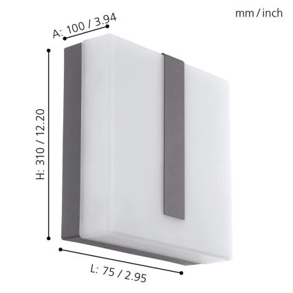 Eglo - LED Zatemnitvena zunanja stenska svetilka TORAZZA-C LED/14W/230V IP44