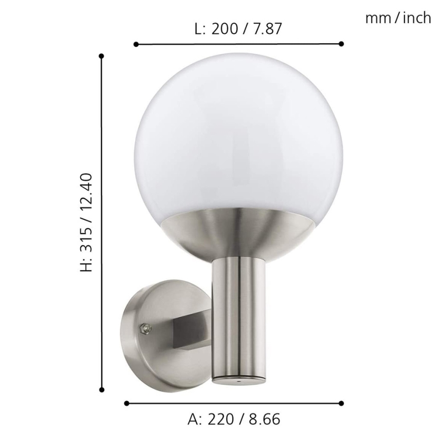 Eglo - LED Zatemnitvena zunanja stenska svetilka NISIA-C 1xE27/9W/230V IP44
