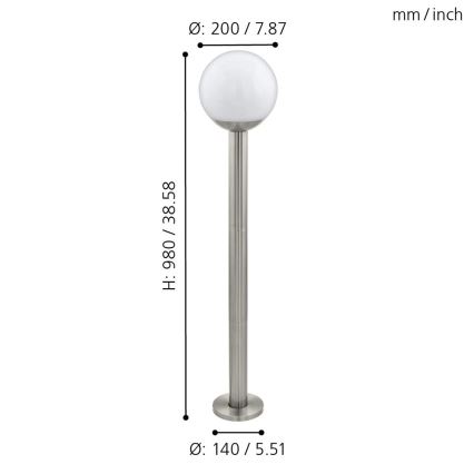 Eglo 97249 - LED zunanja svetilka NISIA-C z možnostjo zatemnitve 1xE27/9W/230V 980 mm IP44