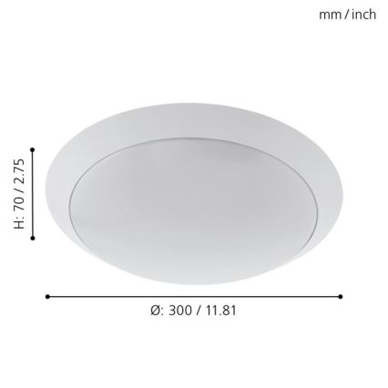 Eglo 97254 - LED stropna svetilka za kopalnico PILONE LED/11W/230V bela IP44