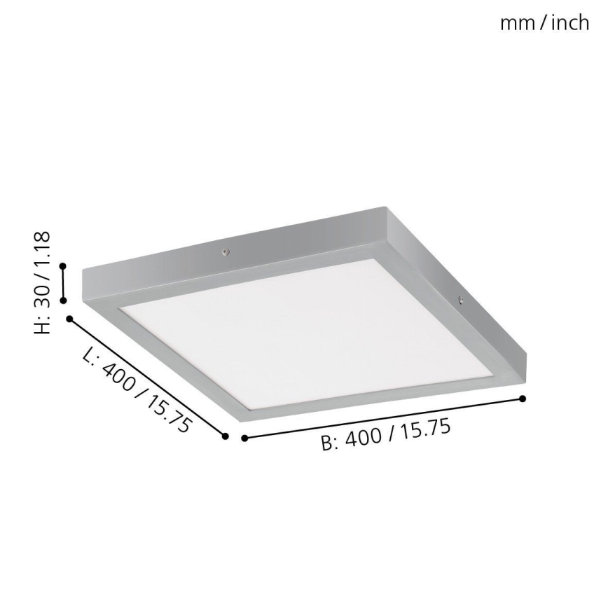 Eglo - LED Stropna svetilka 1xLED/25W/230V srebrna kvadratna