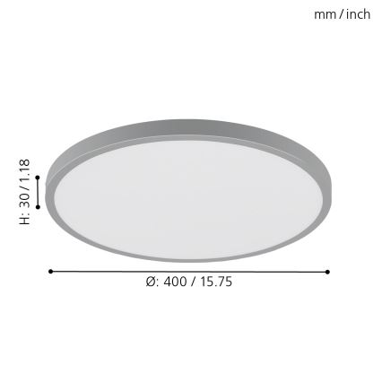 Eglo - LED Stropna svetilka 1xLED/25W/230V srebrna okrogla 4000K