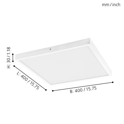 Eglo - LED Stropna svetilka 1xLED/25W/230V bela kvadratna 4000K
