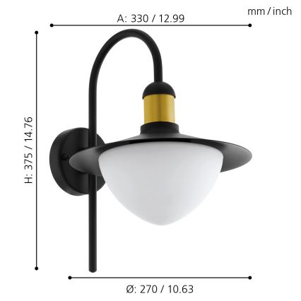 Eglo - Zunanja stenska svetilka 1xE27/60W/230V IP44