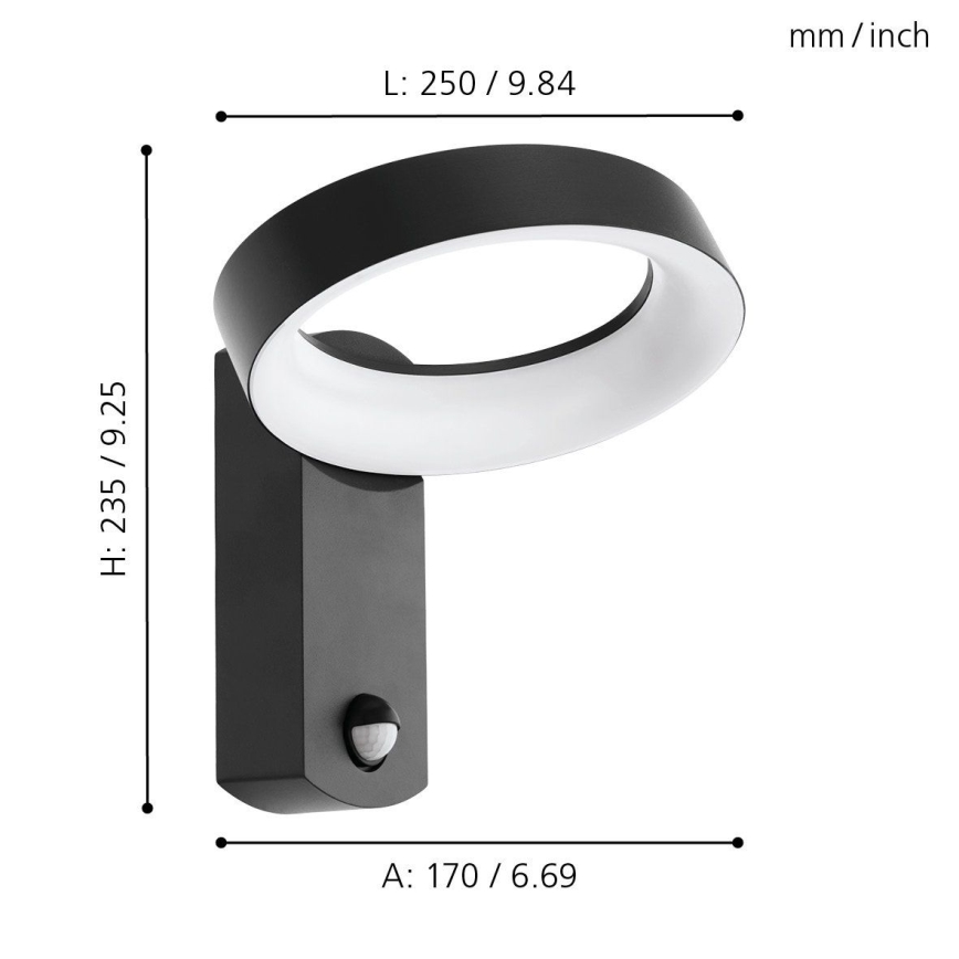 Eglo - LED Zunanja stenska svetilka s senzorjem LED/11W/230V