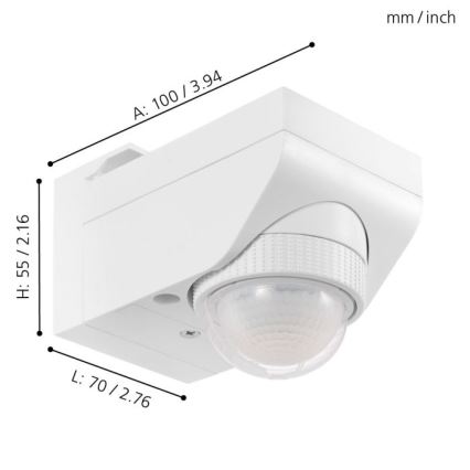 Eglo 97466 - Zunanji senzor gibanja in mraka DETECT ME 4 12 m bela IP44