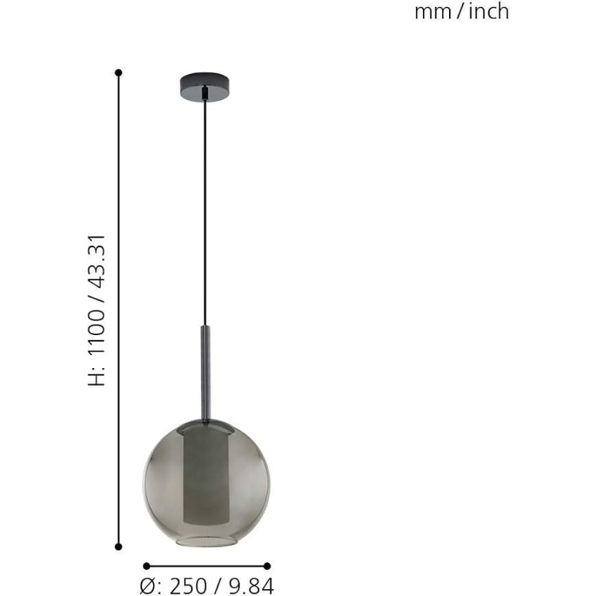 Eglo 97633 - Viseča svetilka na lanku TINDARI 1xE27/60W/230V dimno črna