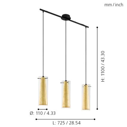 Eglo - Lestenec na vrvici 3xE27/60W/230V