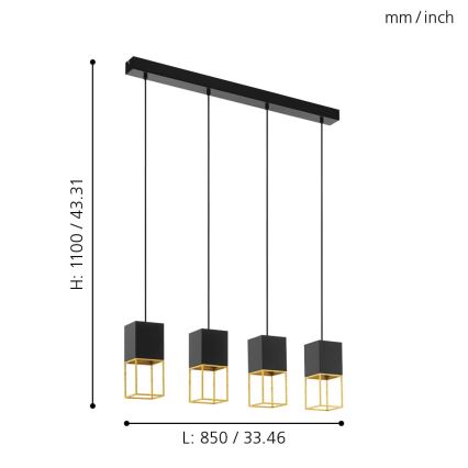 Eglo - LED Lestenec na vrvici 4xGU10/5W/230V