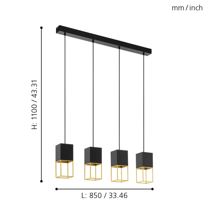 Eglo - LED Lestenec na vrvici 4xGU10/5W/230V