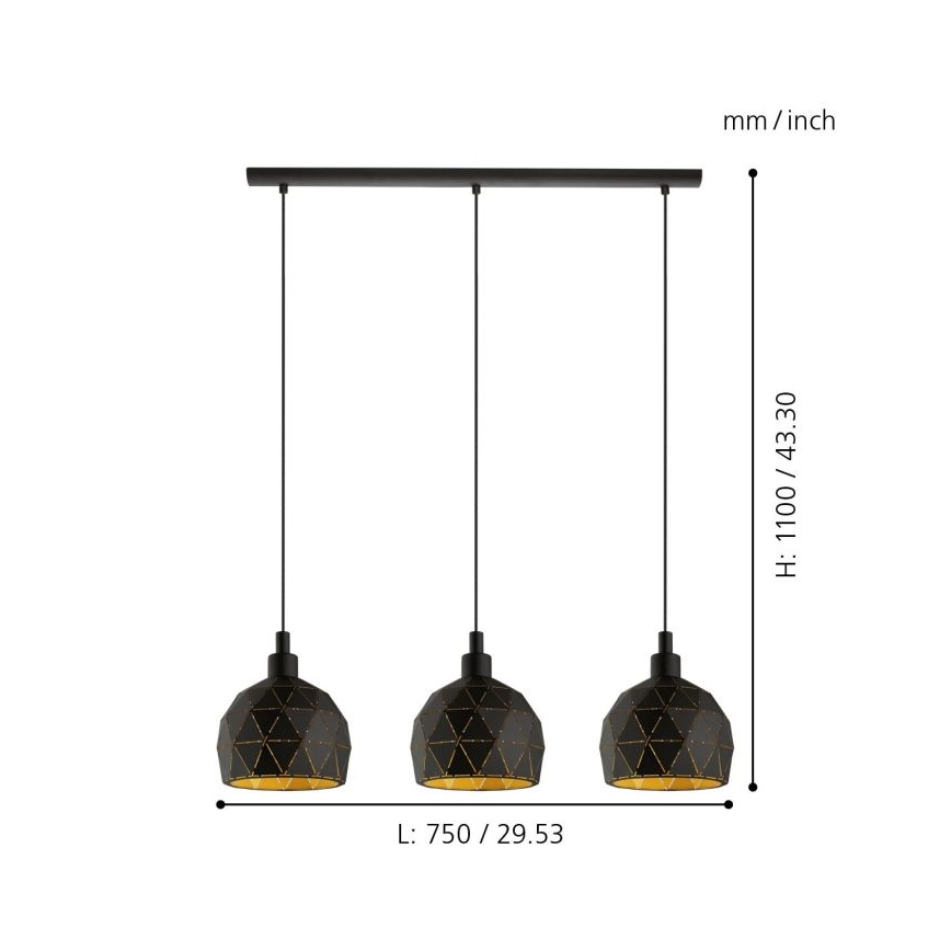 Eglo - Lestenec na vrvici 3xE14/40W/230V