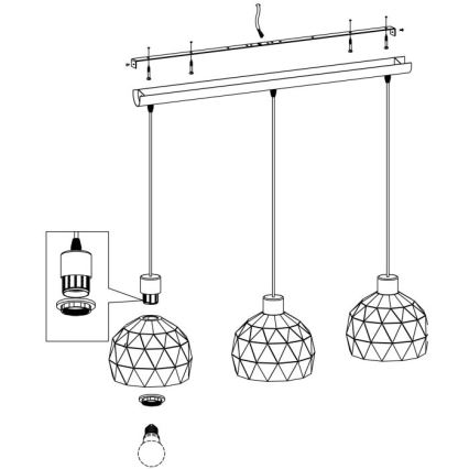 Eglo - Lestenec na vrvici 3xE14/40W/230V