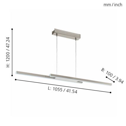 Eglo - LED RGB Zatemnitveni lestenec na vrvici FRAIOLI-C 2xLED/17W/230V