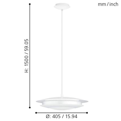 Eglo - LED RGB Zatemnitveni lestenec na vrvici MONEVA-C LED/18W/230V