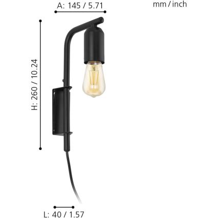 Eglo 98064 - Stenska svetilka ADRI 1xE27/60W/230V