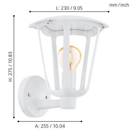 Eglo - Zunanja stenska svetilka 1xE27/60W/230V IP4bela