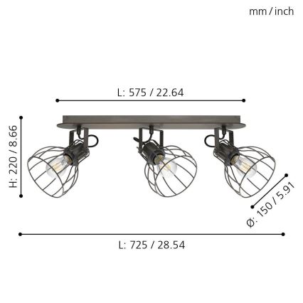 Eglo 98136 - Reflektor SAMBATELLO 3xE27/40W/230V