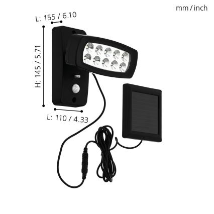 Eglo - LED Solarna stenska svetilka s senzorjem LED/1,2V 600 mAh IP44