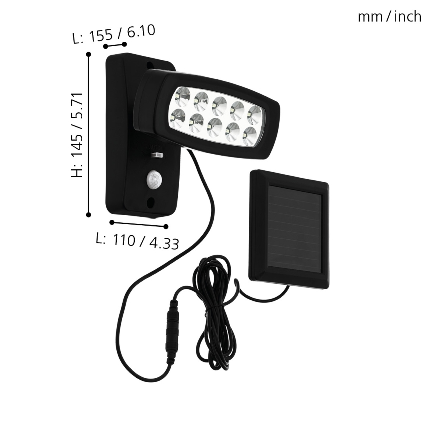 Eglo - LED Solarna stenska svetilka s senzorjem LED/1,2V 600 mAh IP44