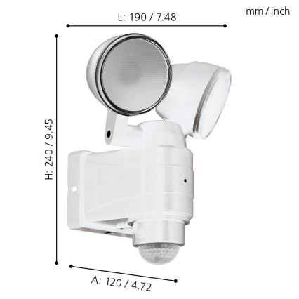 Eglo - LED Zunanja svetilka s senzorjem 2xLED/4W/4xLR1 IP44