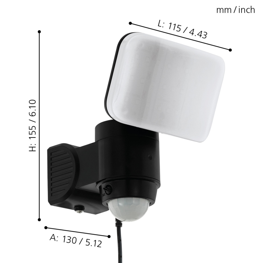 Eglo - LED Solarna stenska svetilka s senzorjem LED/3,7V 1800 mAh IP44