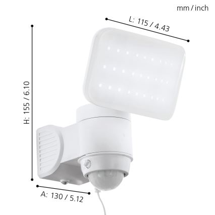 Eglo - LED Solarna stenska svetilka s senzorjem LED/3,7V 1800 mAh IP44