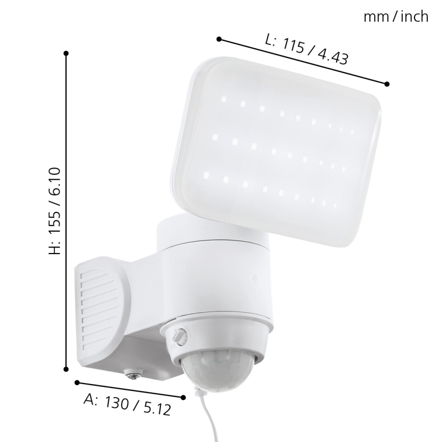 Eglo - LED Solarna stenska svetilka s senzorjem LED/3,7V 1800 mAh IP44