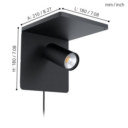 Eglo - LED Stenska svetilka 1xGU10/5W/230V