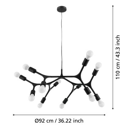 Eglo - Lestenec na vrvici 12xE27/60W/230V
