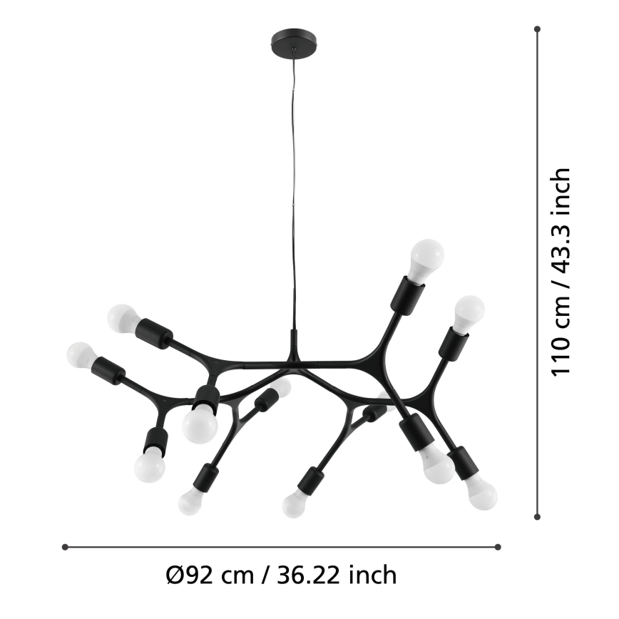 Eglo - Lestenec na vrvici 12xE27/60W/230V