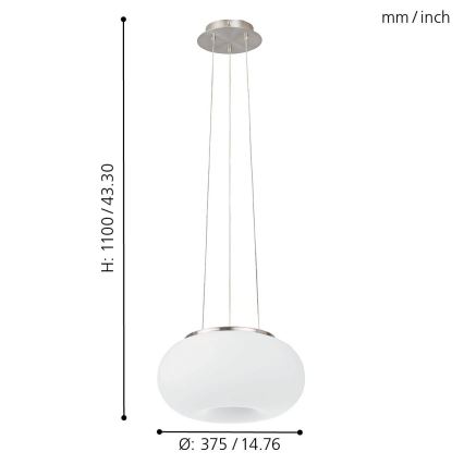 Eglo - LED RGB Zatemnitveni lestenec na vrvici OPTICA-C LED/21W/230V pr. 37,5 cm