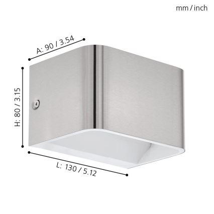 Eglo - LED Stenska svetilka LED/6W/230V 3000K mat krom