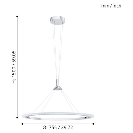 Eglo - LED RGB Zatemnitveni lestenec na vrvici HORNITOS-C LED/37W/230V + Daljinski upravljalnik