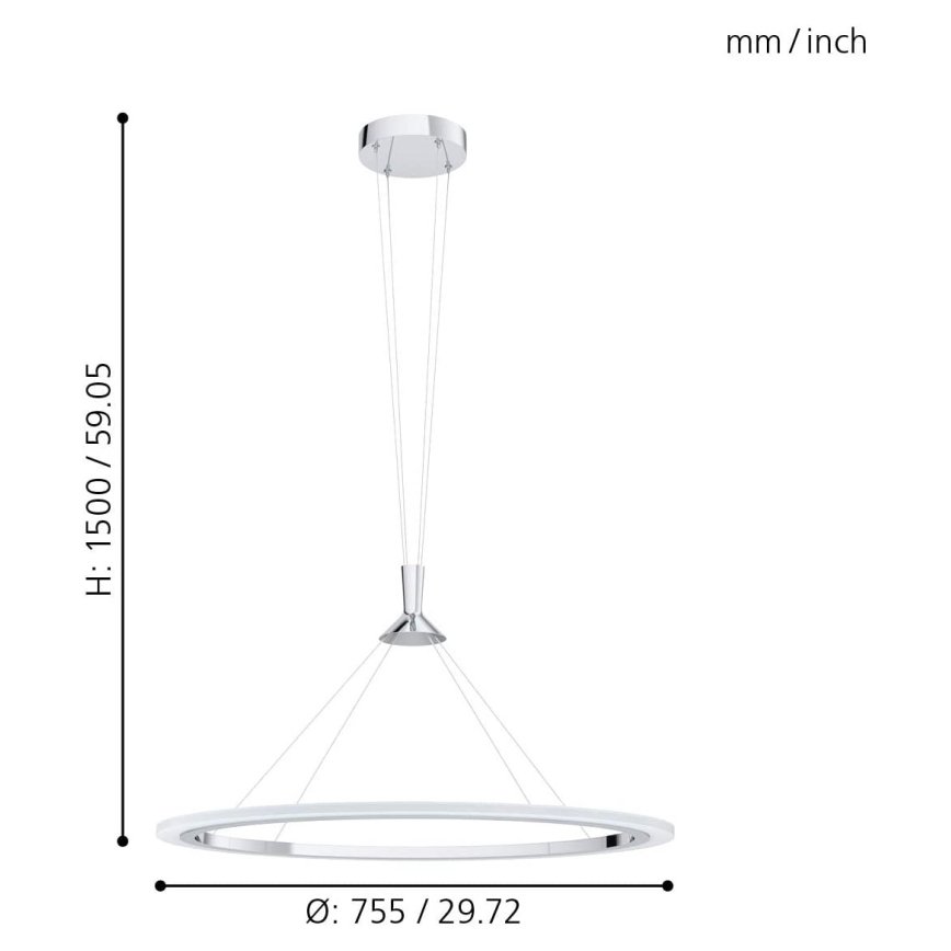 Eglo - LED RGB Zatemnitveni lestenec na vrvici HORNITOS-C LED/37W/230V + Daljinski upravljalnik