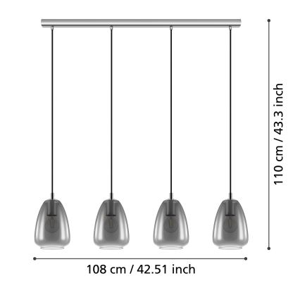 Eglo - Lestenec na vrvici 4xE27/40W/230V