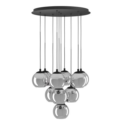 Eglo - Viseči lestenec na jekleni vrvici 10xE27/40W/230V črna/sijajni krom
