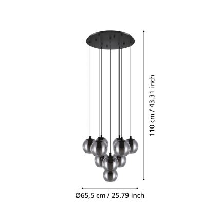 Eglo - Viseči lestenec na jekleni vrvici 10xE27/40W/230V črna/sijajni krom