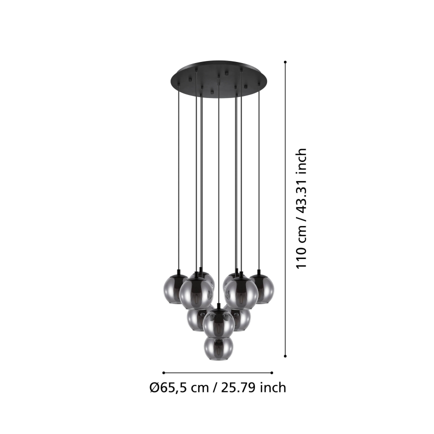 Eglo - Viseči lestenec na jekleni vrvici 10xE27/40W/230V črna/sijajni krom