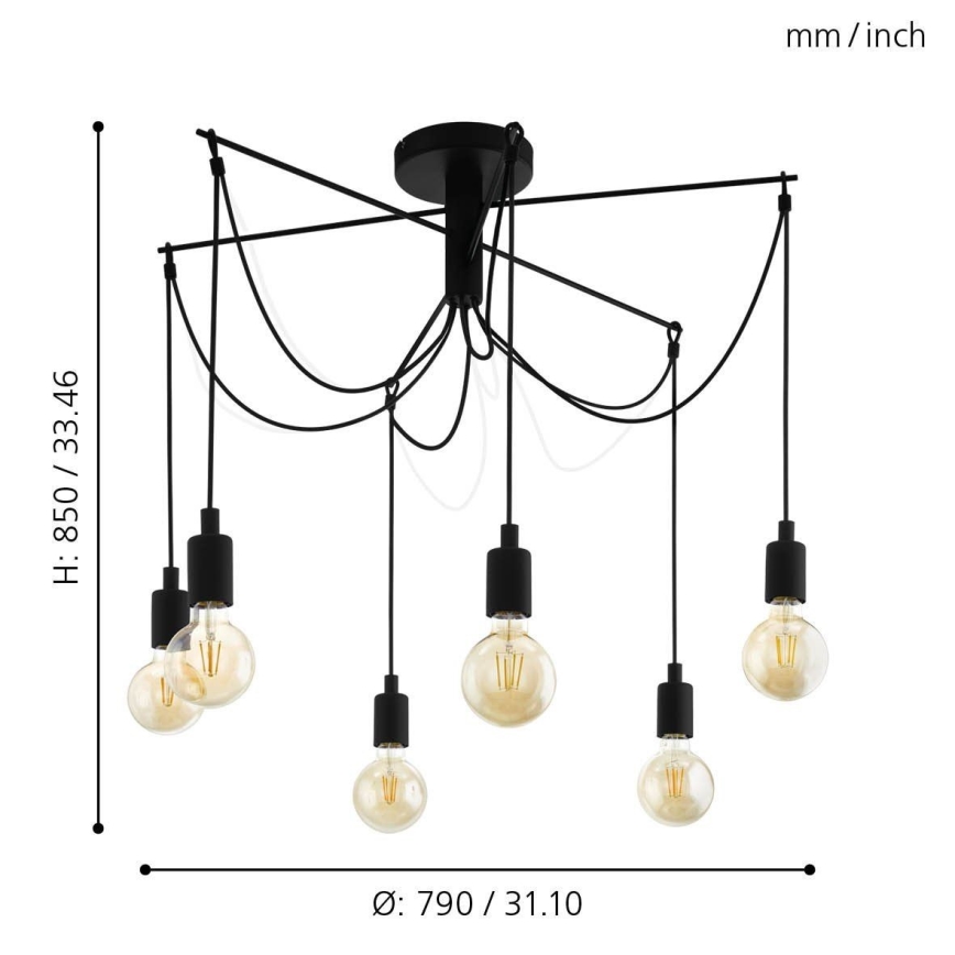 Eglo - Lestenec na vrvici 6xE27/60W/230V spider