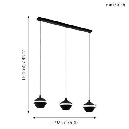 Eglo - LED Lestenec na vrvici 3xGU10/5W/230V