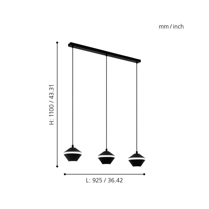 Eglo - LED Lestenec na vrvici 3xGU10/5W/230V