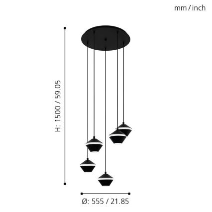 Eglo - LED Lestenec na vrvici 5xGU10/5W/230V