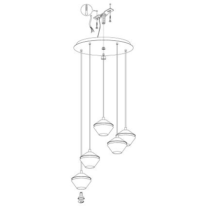 Eglo - LED Lestenec na vrvici 5xGU10/5W/230V